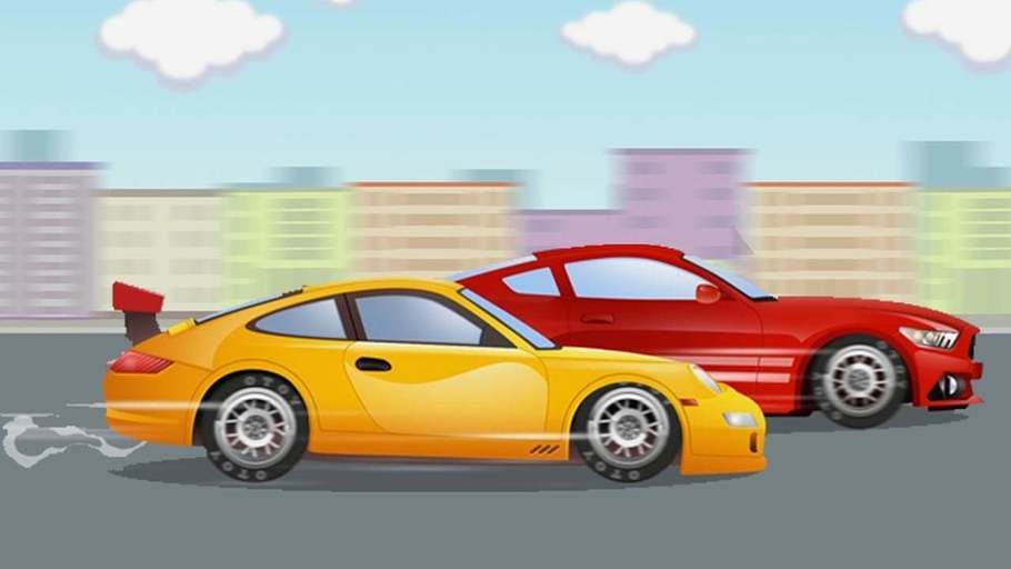 Car cartoon for kids about red and yellow racing cars, their illegal street  race and police car patrol